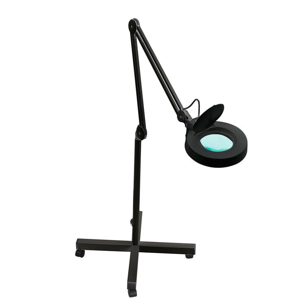 Overseasee 10X Diopter LED Light Magnifier Desk Clamp Floor Stand Magnifying Glass Lens (Black)