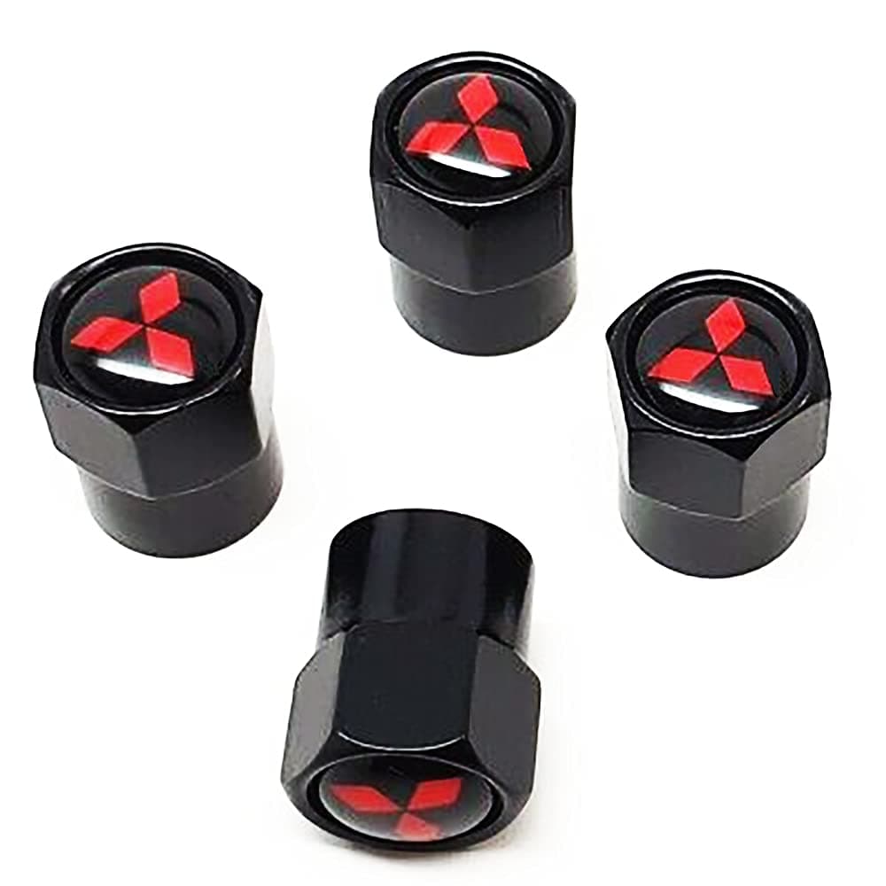 Black Wheel Valve Dust Caps. Outlander PHEV Eclipse ASX Shogun Pajero Mirage Lancer Galant G-Wagon