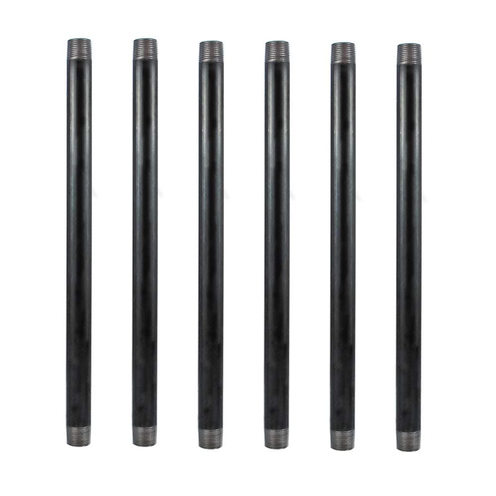 GeilSpace 6 Pack 1/2" × 16" Heavy Duty Pre-Cut Grey Metal Pipe, Industrial Steel Fits Standard Half Inch Threaded Pipes and Fittings - Vintage DIY Industrial Shelving (1/2" × 16", Grey)