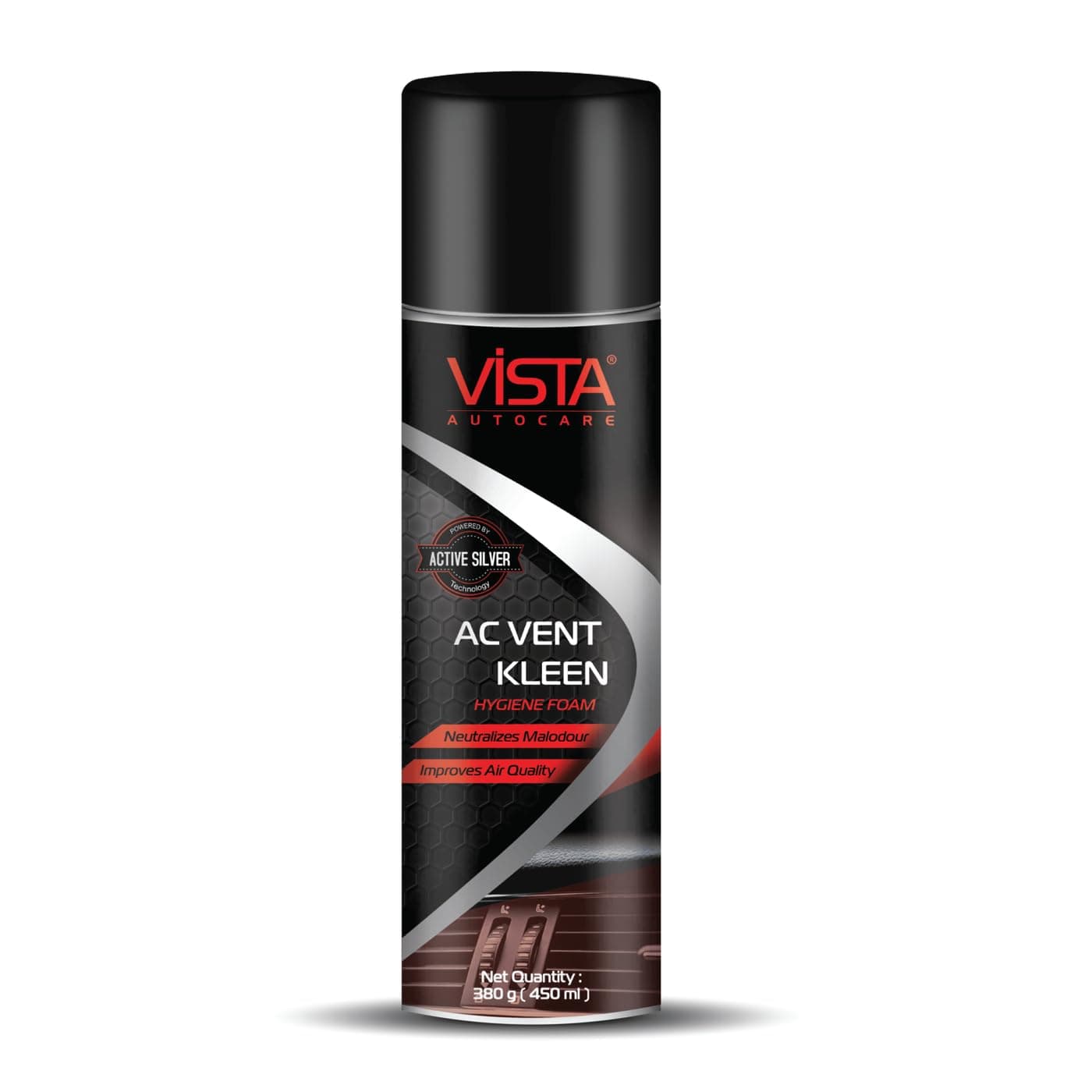 Vista Auto Care AC Vent Kleen Hygiene Foam (380g) | Powerful Cleaner & Deodorizer for Car Air Conditioning Systems | Includes Long Nozzle Pipe for Effective Cleaning