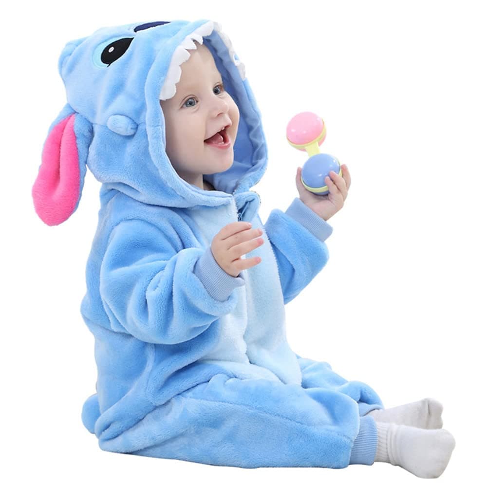 Unisex Baby Flannel Romper Animal Onesie Costume Hooded Cartoon Outfit