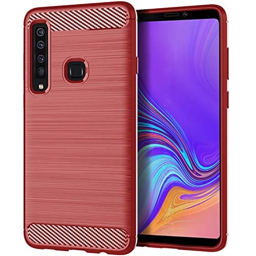 LuckyMi Case for Galaxy A9 2018,Samsung Galaxy A9 2018 Case,TPU Shock Absorption Technology Full Protective Case Carbon Fiber Cover for Samsung Galaxy A9 2018 SmartPhone (Red)