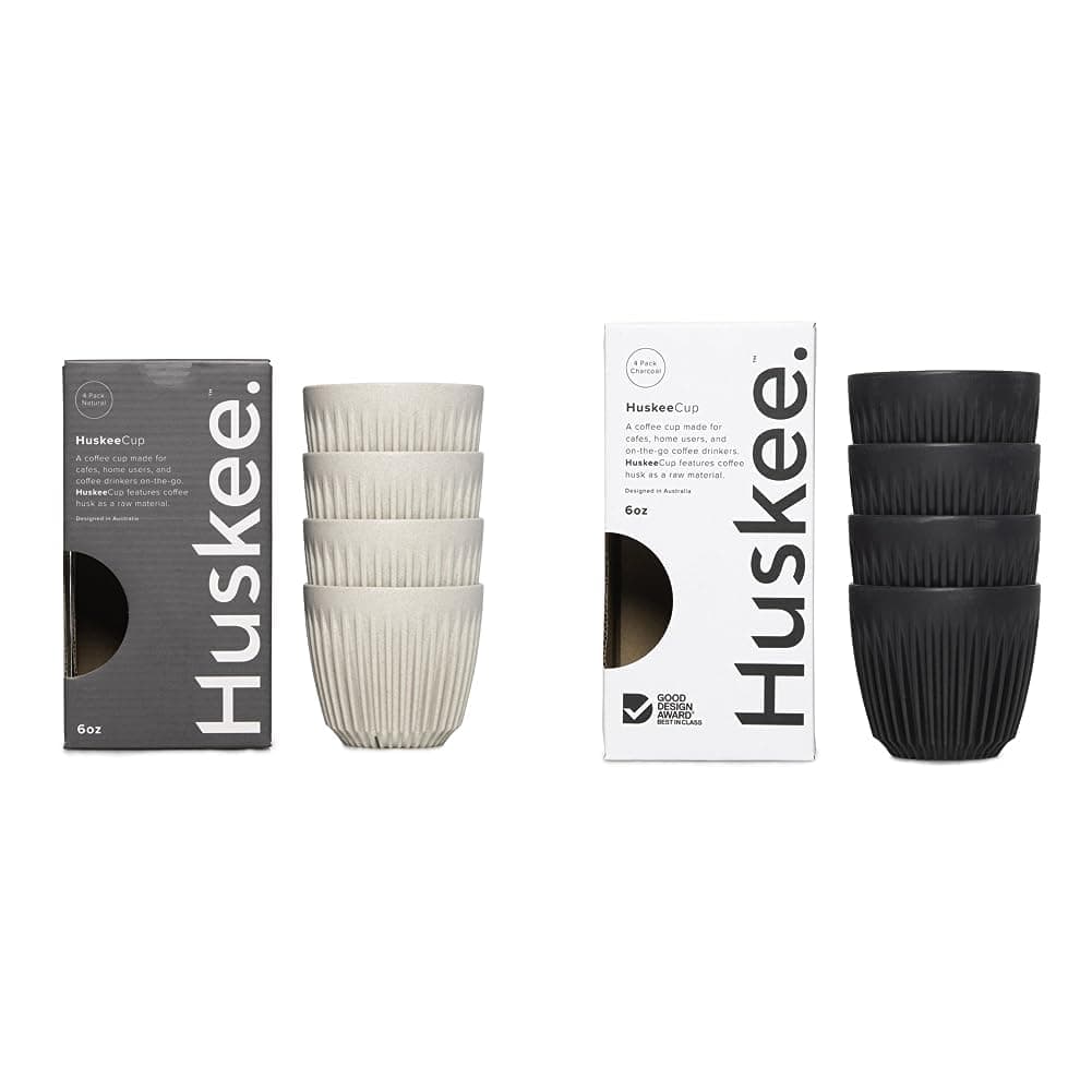 Huskee - HuskeeCup (4-Pack) (Natural, 6oz) & HuskeeCup (4-Pack) (Charcoal, 6oz)