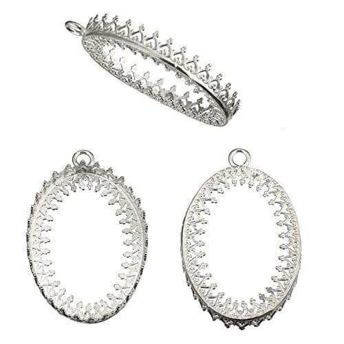 4 Pack - Oval Bezel Cup Settings 22x30 Mm Findings Sterling Silver 925 Pendant 308