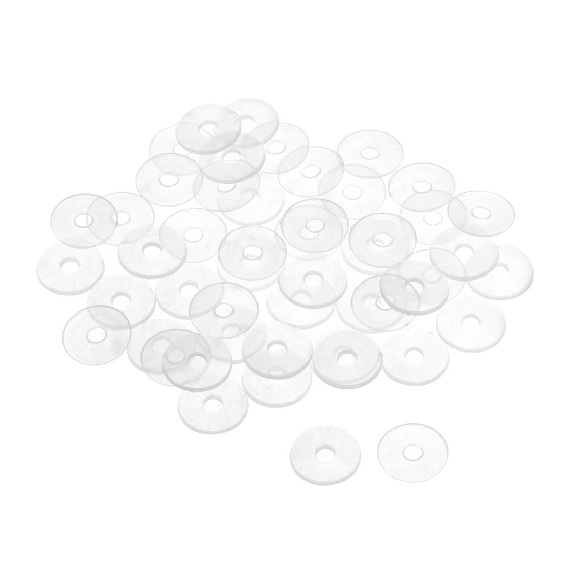 uxcell Nylon Flat Washers M3 13mm OD 3mm ID 0.9mm Thickness Sealing Gasket for Faucet Pipe Water Hose, Clear, Pack of 50