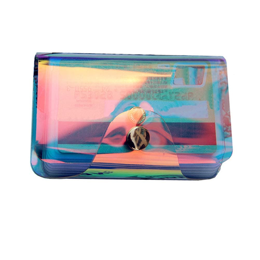 Andear Hologram Business Card Holders Clear Travel Wallets Credit Card Key Purse