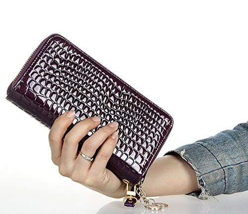 Women Synthetic Leather Big Capacity Stone Pattern Two-layered Zipper Clutch Wallet Change Purse Cellphone Bag Cards Holder Case