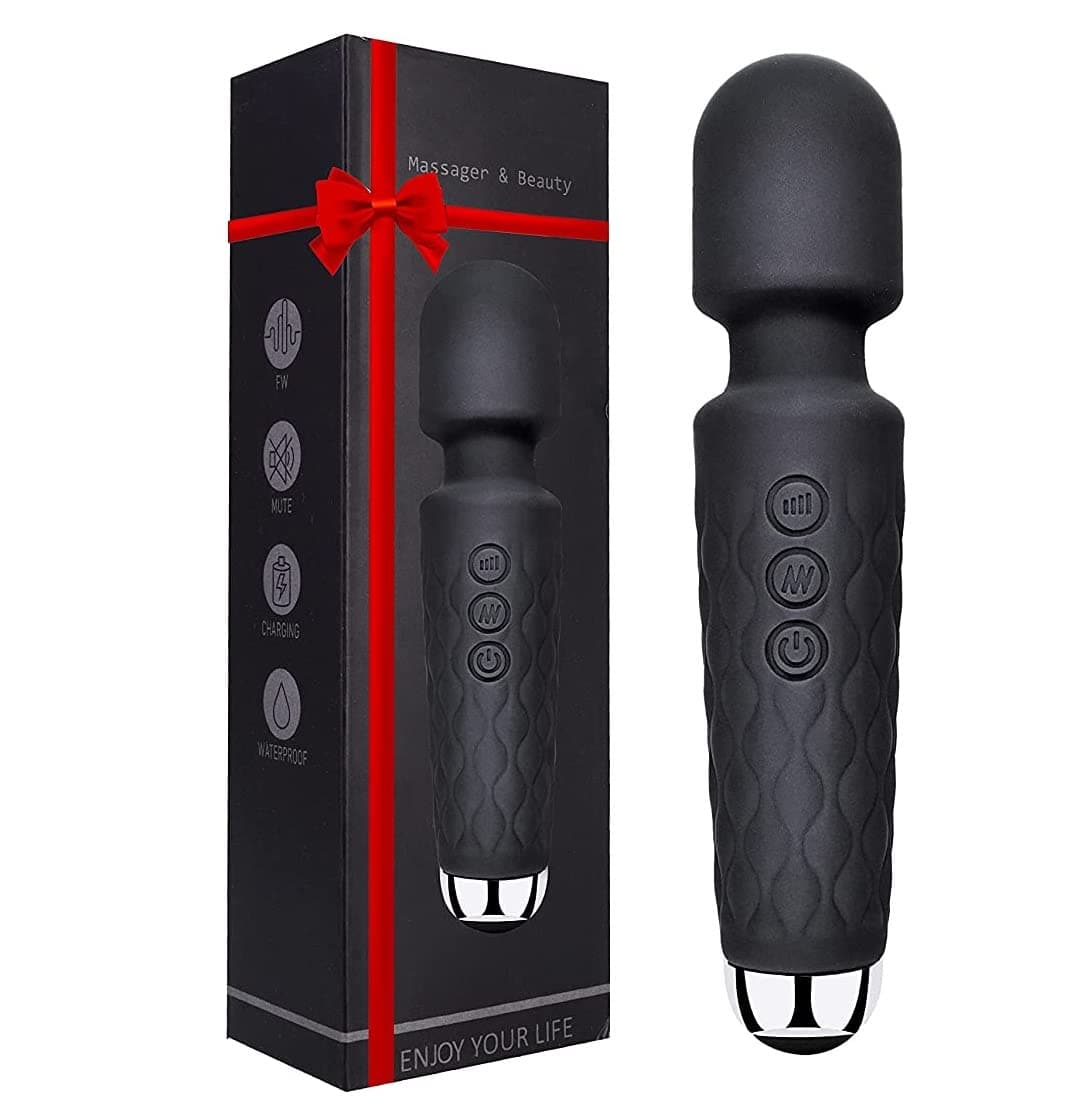 FEGSY Full Body Massager for Women & Men, Rechargeable Wireless Massager Machine for Pain Relief, Handheld Massager with Medical Grade Silicone, 8 Speeds, 20 Modes, (Blackk)