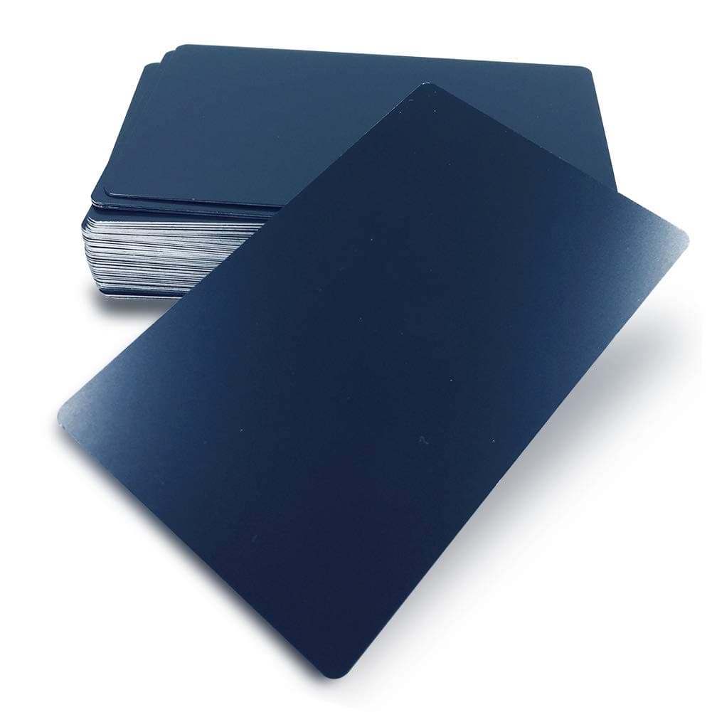 50PCS Thick 0.45mm Matte Black Finish Aluminum Metal Business Cards Blanks 3.4 X2.13 inch for Customer Laser Engraving (Black,Blank)