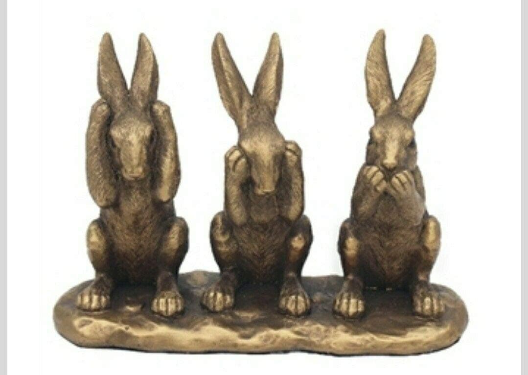 The Leonardo Collection Three Wise Hares Sculpture Bronze Resin Hare Ornament