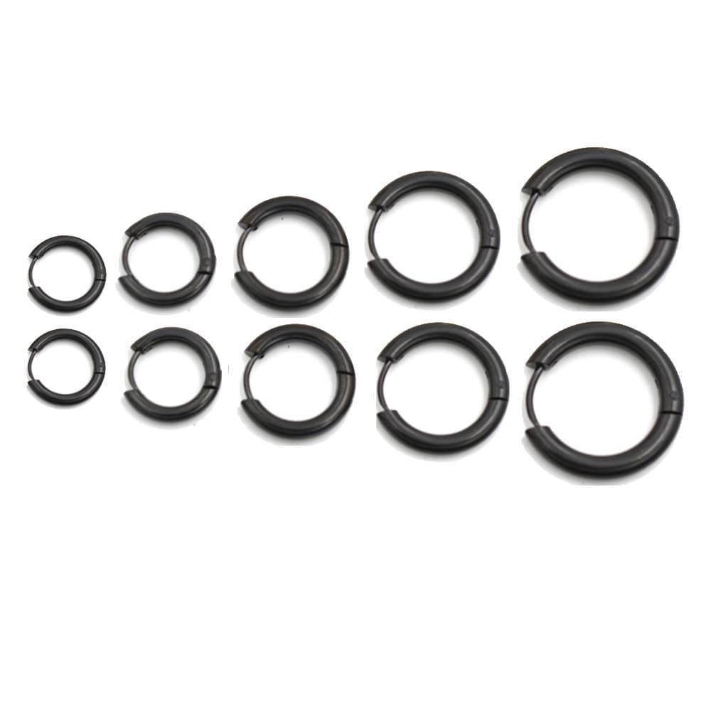 ObertisSmall Hoop Earrings Set for Women Men, 5 Pairs Stainless Steel Endless Hinged Hoop Earrings for Multiple Piercings 8mm 10mm 12mm 14mm 16mm
