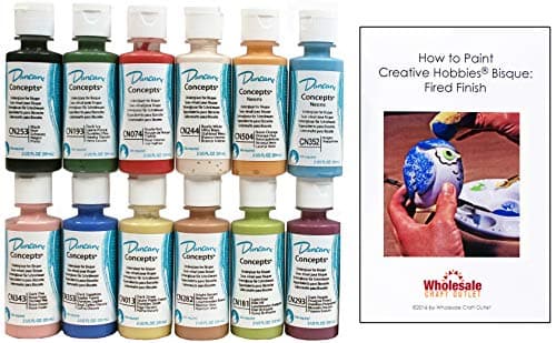 Duncan CNKIT-1 Concepts Underglaze Paint Set, 12 Popular Colors in 2 Ounce Bottles with How To Paint Ceramics Book