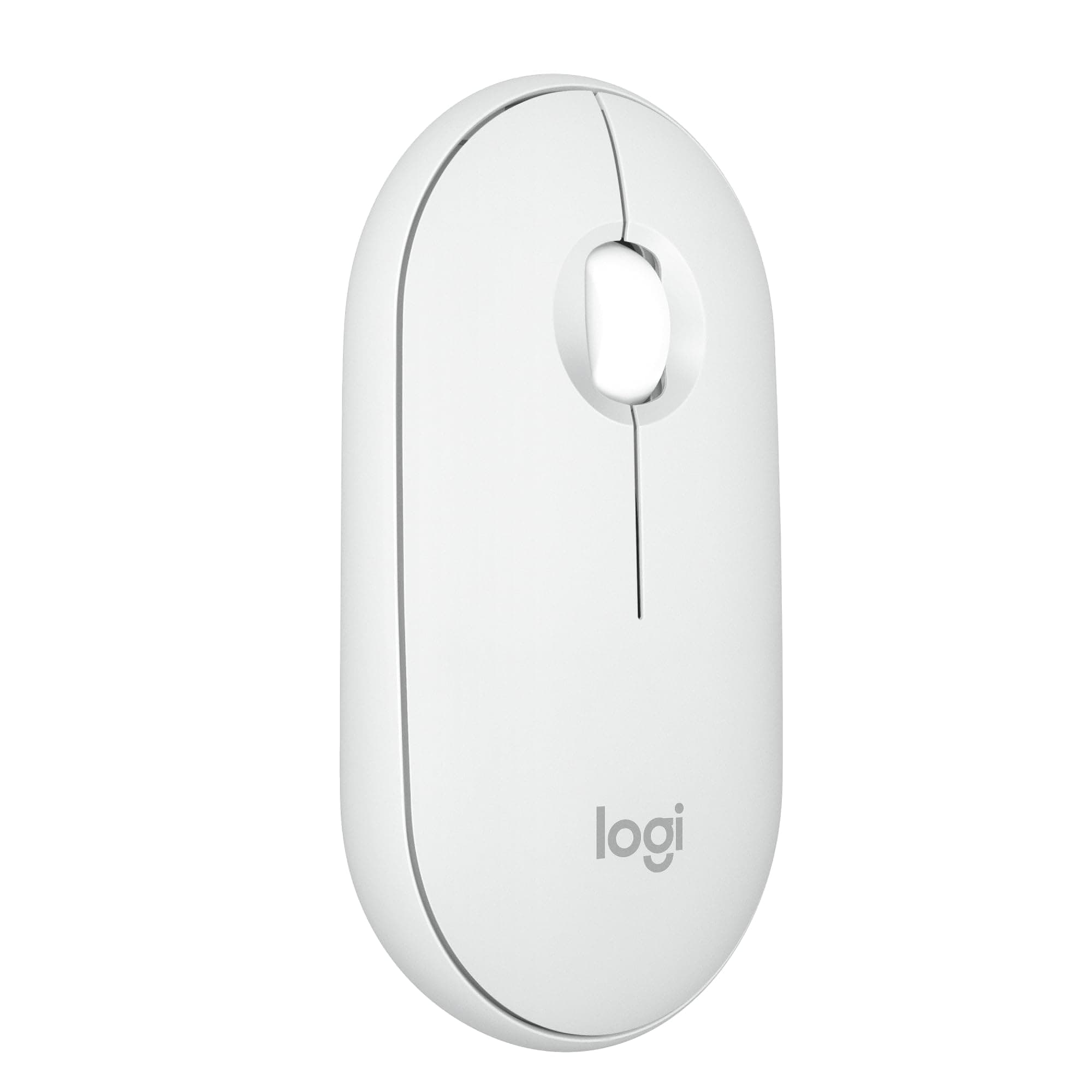 Logitech Pebble Mouse 2 M350s Slim Bluetooth Wireless Mouse, Portable, Customisable Button, Quiet Clicks, 4K DPI, 24-month battery, Easy-Switch for Windows, macOS, iPadOS, Android, Chrome OS -White