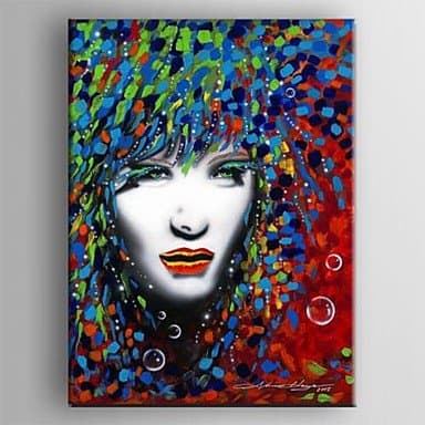 Dudu Oil Painting Decoration Woman's Face Painting Hand Painted Canvas with Stretched Framed