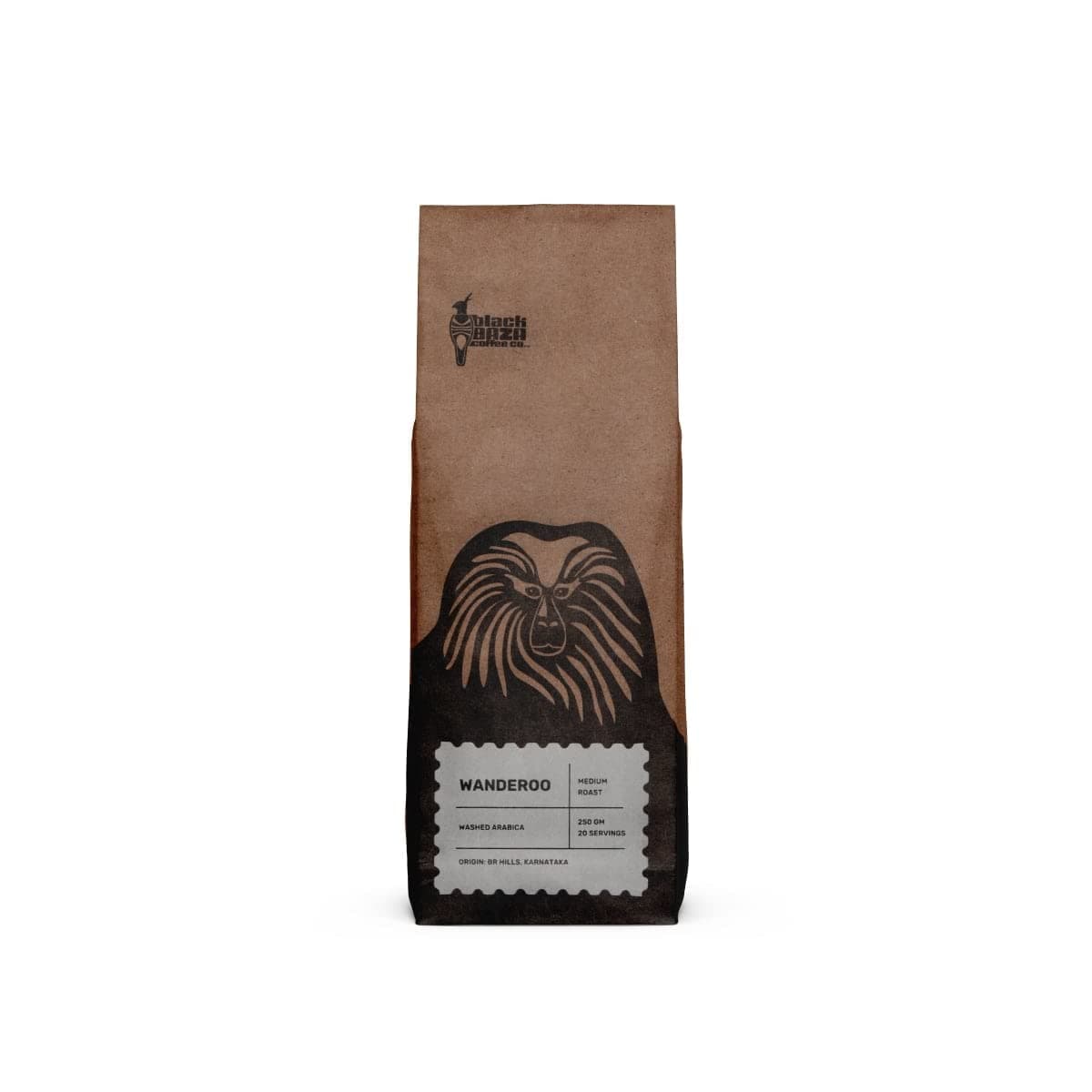Black Baza Coffee, Wanderoo, Medium Roast, Freshly Roasted, Organic, 100% Arabica (Medium Fine Grind, 250 grams)