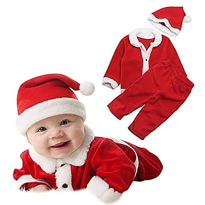 Santa Claus Dress Costume for Baby Boys Girls Kids (6 Months- 1 Year) For Christmas/New Year (Pro Series)