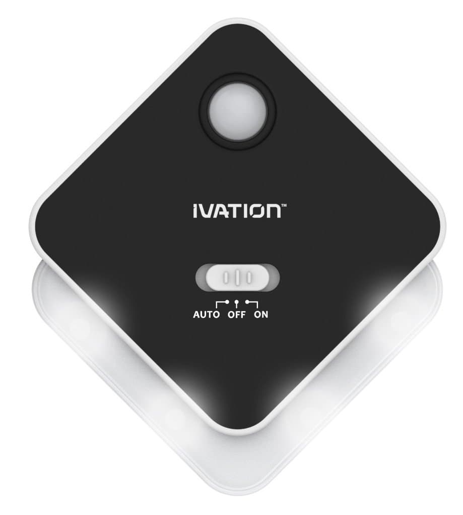 Ivation 4-LED Motion Sensor Light - Black - Battery Powered Night Light with a Built in Motion and Light Sensor