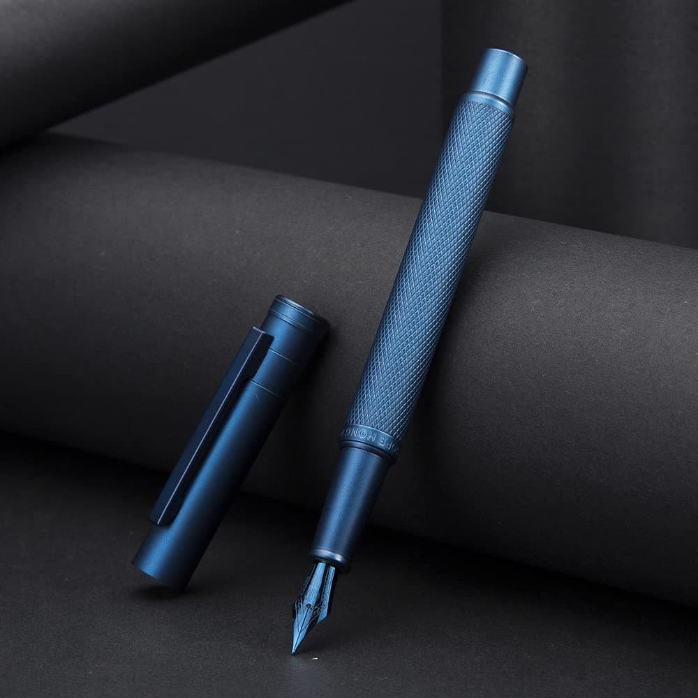 Hongdian Forest Fountain Pen, Beautiful Blue Tree Texture Medium Nib Writing Office Pen