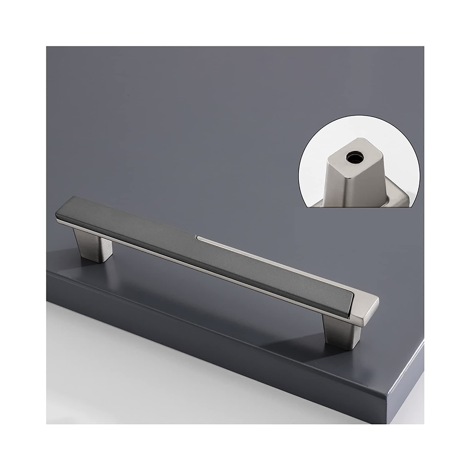 QSMGRBGZ Cabinet Handles,4 Pieces,Cupboard Wardrobe Furniture Hardware Door Handle,Simple Drawer Shoe Cabinet Handle(Single hole/96/128),Nickel Gray,128mm