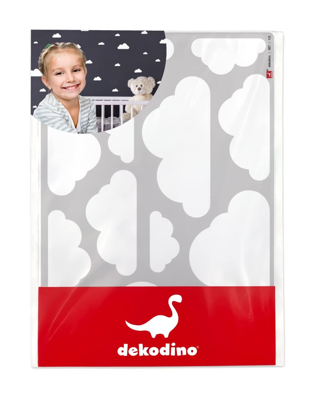 dekodino® Wall Sticker Nursery Clouds in White Decoration Set 25 Pieces
