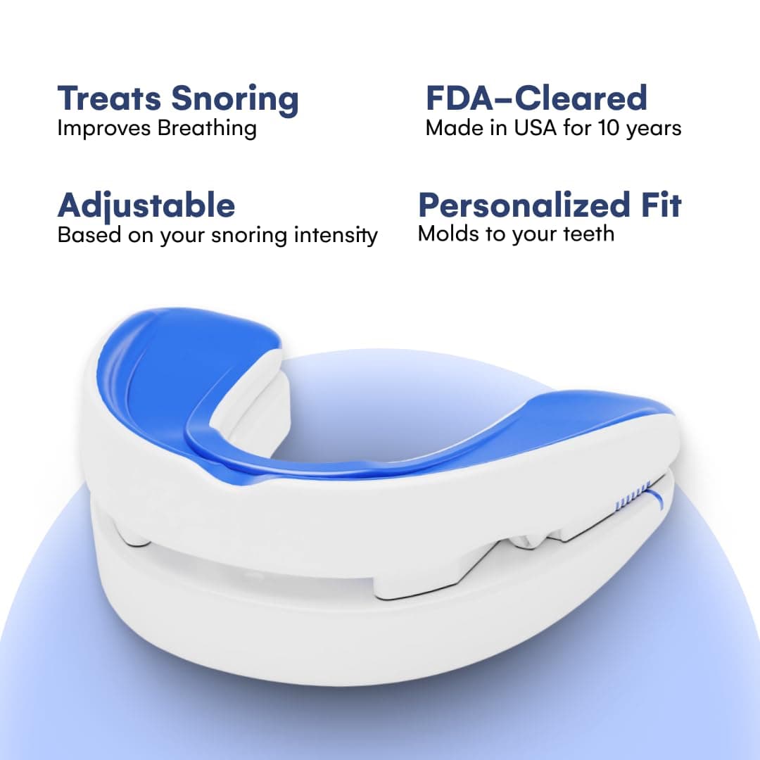 VitalSleep Anti Snoring Mouthpiece for Men - Adjustable FDA-Cleared Snore Guard with Custom Fit - Comfortable Sleep Aid for Snoring Relief - Moldable Mouth Guard, Made in USA, Better Sleep