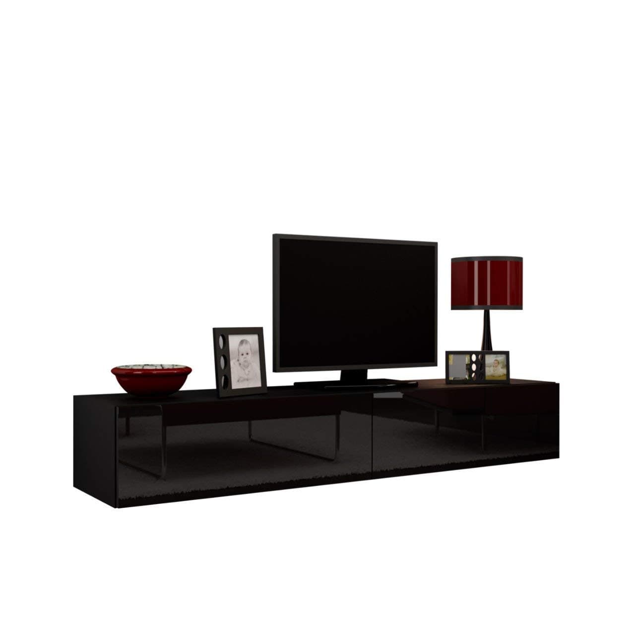 180 tv media units/floating tv unit/tv entertainment center Color black and black