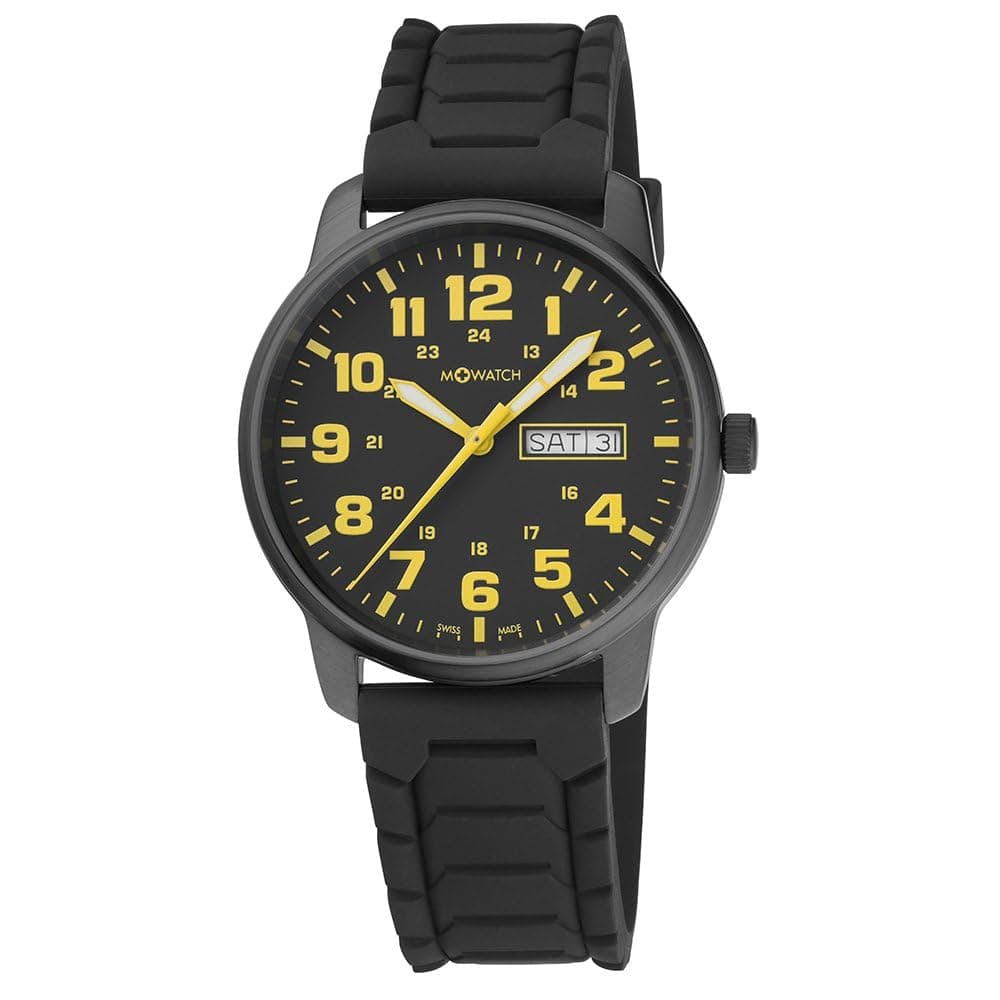 Men's Wrist Watch - Luminous Hands - Black Silicone Strap - 30m Water Resistant - Hardened Mineral Crystal - Precise Swiss Quartz Movement - Watches for Men - Made in Switzerland