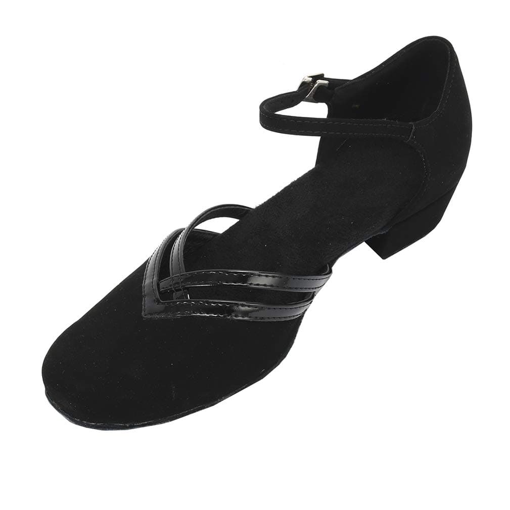 Cygnus Women Dance Shoes Latin Salsa Tango Practice Ballroom Dance Shoes with 1.6" Heel Suede Sole Black 8 M US