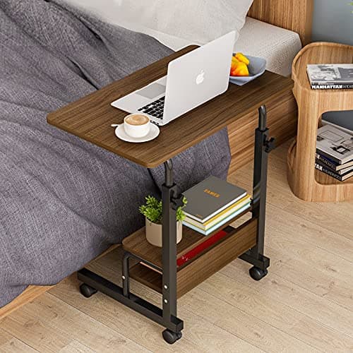 80 * 40 Adjustable Computer Table Movable Sofa Bed Table with Wheels,Laptop Computer Stand Desks for Office, Home Study