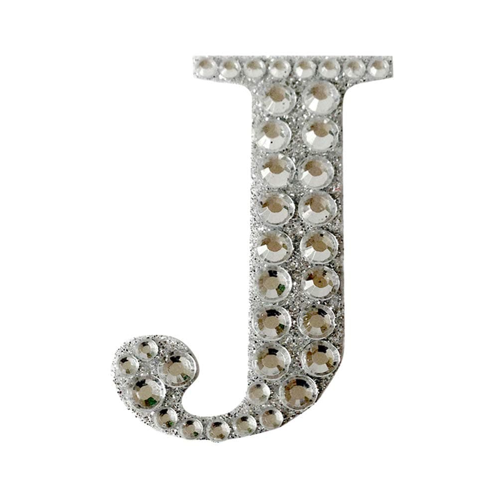 Large Self Adhesive Diamante Glitter Letters, Numbers, 5.5cm. Wedding Gift Favour Box (Letter - J)