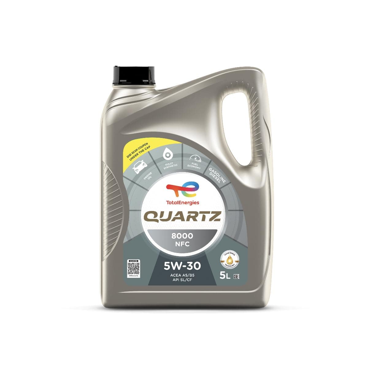 TotalEnergies Quartz 8000 NFC 5W-30 ACEA A5/B5, API SL/CF Fully Synthetic| Engine Oil for Cars (5L)