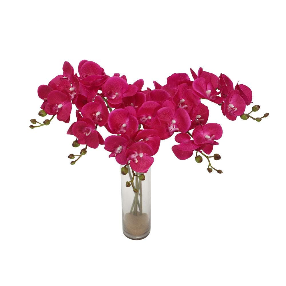 YATAI Pack of 5 Artificial Orchid Flower, Vibrant & Lifelike Silk Orchids Fake Flowers with Petal & Bud, Fade-Proof, Hypoallergenic & Maintenance-Free Faux Flower Bouquet for Home Office Decor, Beauty