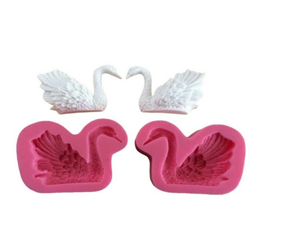 Drawihi 2 Pcs Mold Swan Silicone Moulds Cake Pan Handmade DIY Soap for Pudding Jelly Ice Cube Chocolate Cake Cupcake Muffin Biscuit for Basting and Baking