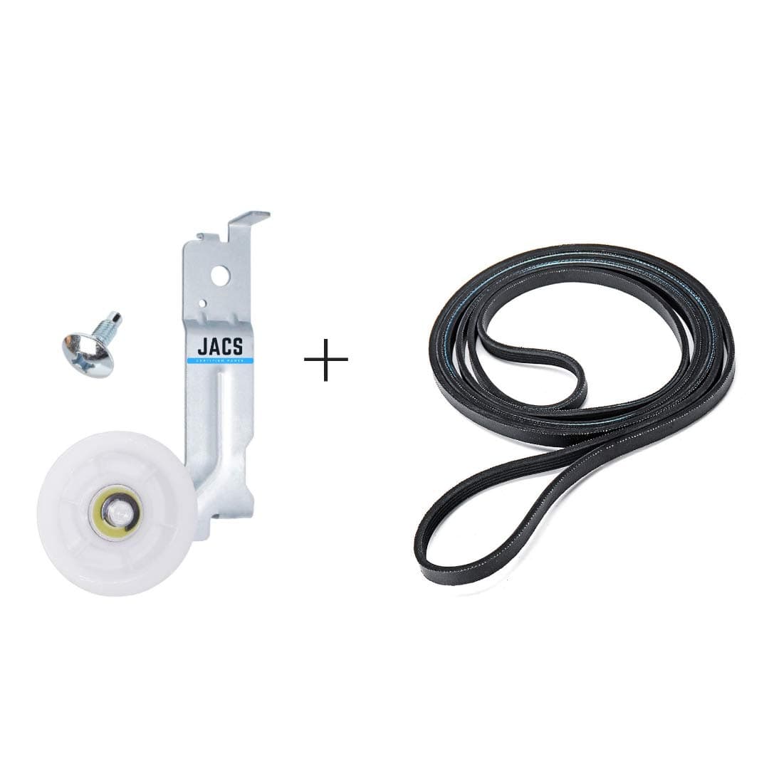 Samsung Dryer Idler Pulley DC93-00634a [Upgraded Dual Ball Bearings] & 6602-001655 Samsung Dryer Belt - Replaces Samsung Dryer Parts DC97-07509b 5ph2337 AP4373659 AP6038887 AP4213616 AP4210071, JACS
