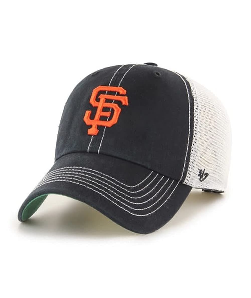 47 MLB Trawler Primary Logo Team Color Mesh Trucker Clean Up Adjustable Hat, Adult One Size Fits All - San Francisco Giants Black