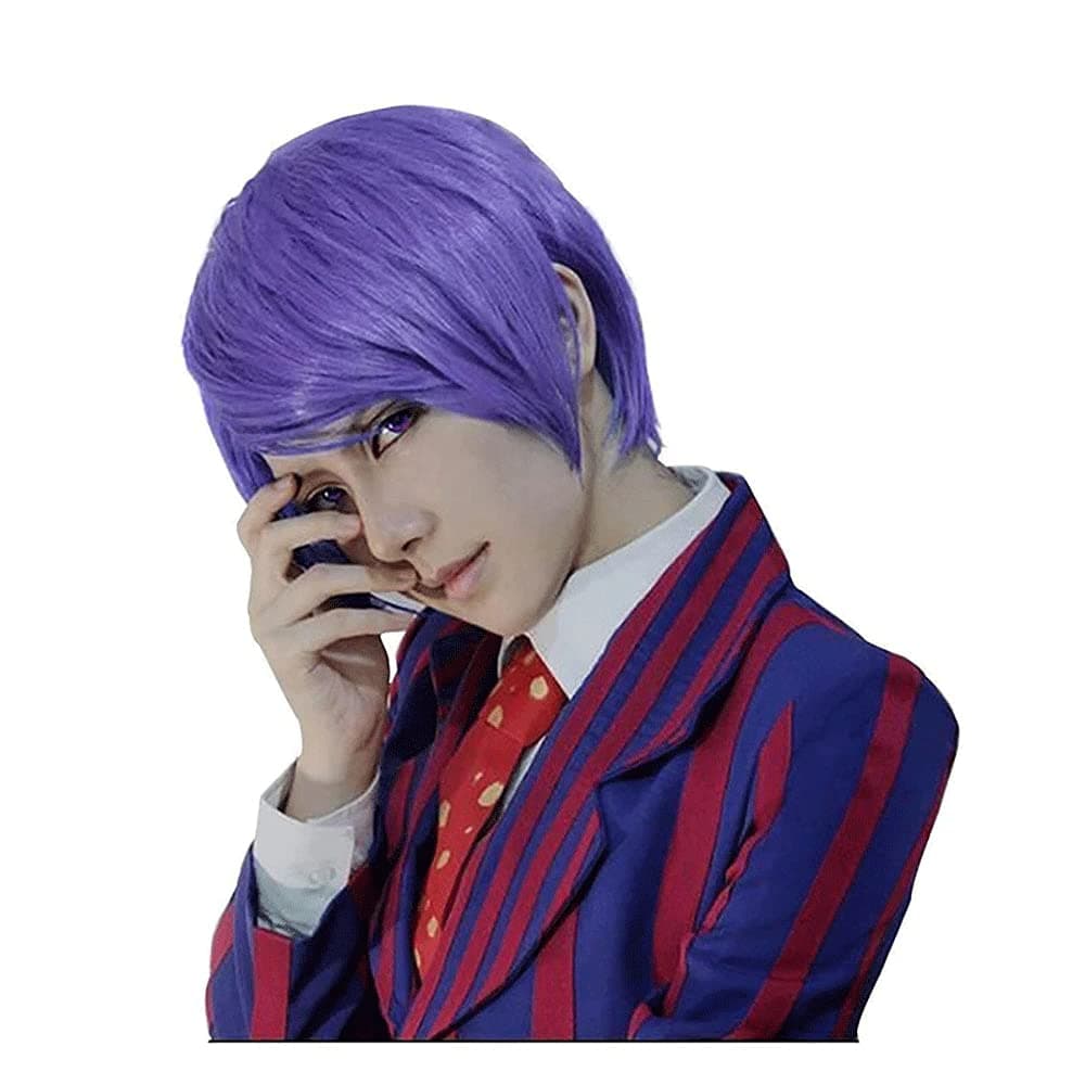 Anime Cosplay Wig for Tokyo Ghoul Shuu Tsukiyama, Halloween Carnival Nightlife Concerts Fancy Dress Party Synthetic Heat Resistant Hair with Free Cap