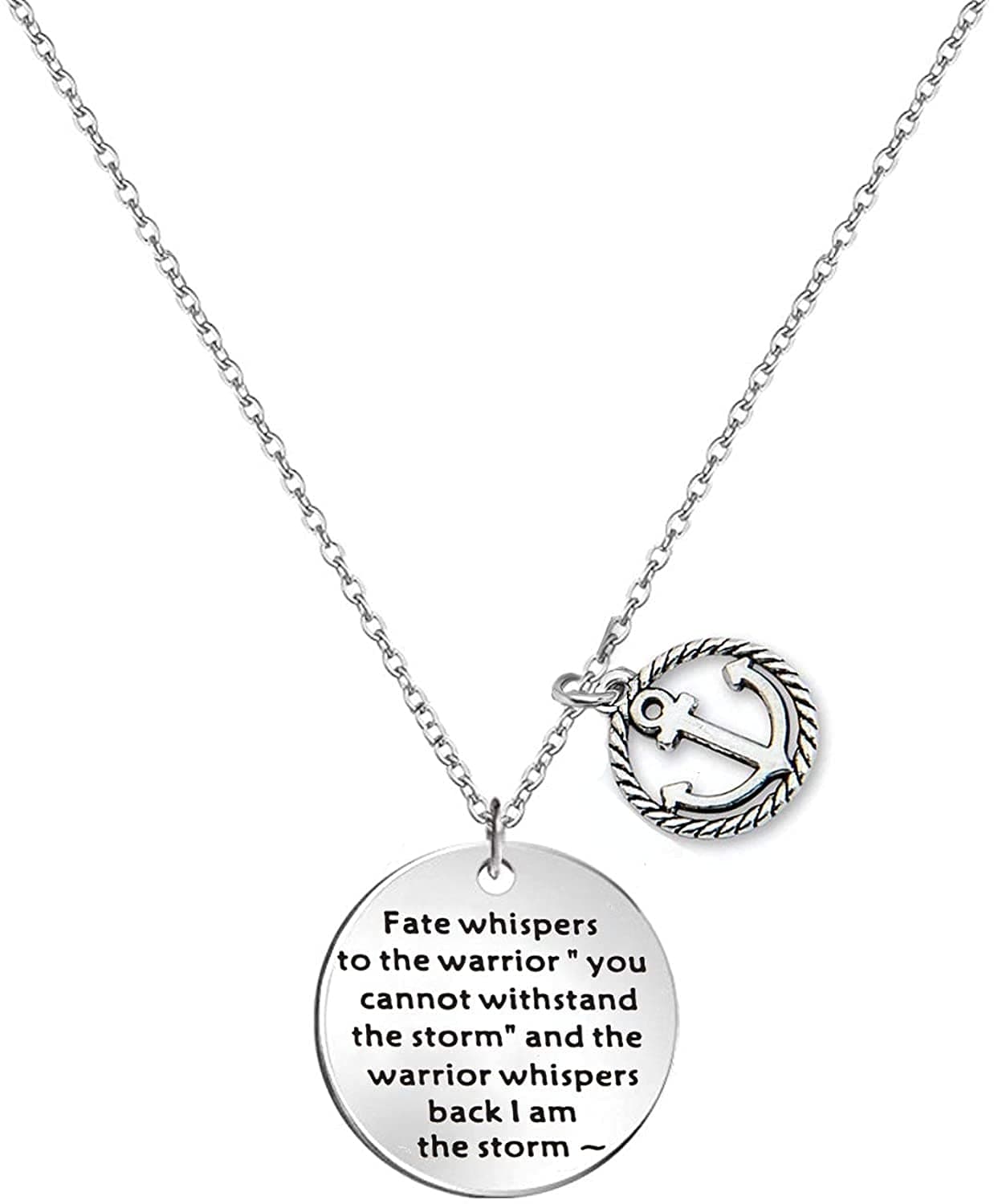GenericEncouragement Necklace I am The Storm Fate Whispers to The Warrior Necklace Inspirational Jewelry Gift