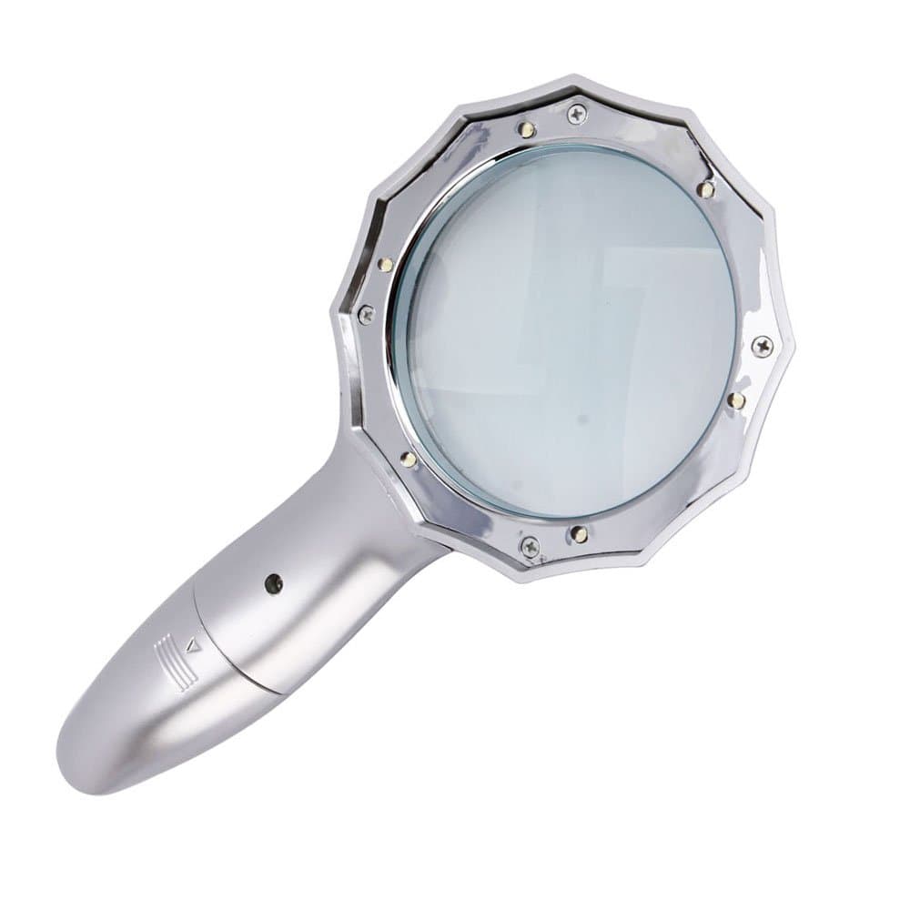 E-MART 4X Handheld Hand Held Illuminated Lighted Pocket Reading Magnifying Magnifier Glass Loupe With 6 LED Light