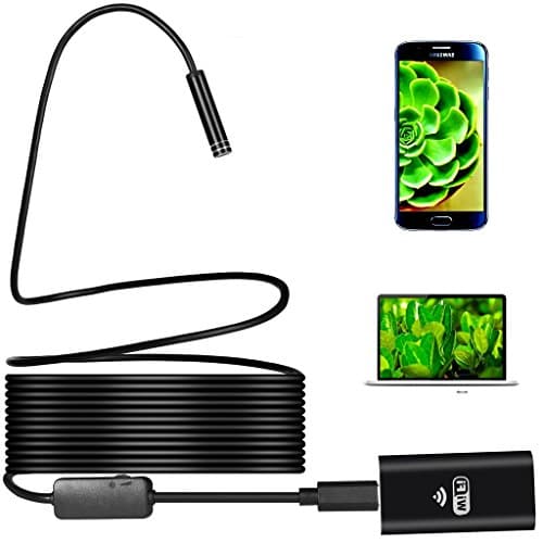 Cicime Micro Camera Wireless USB Snake WiFi Borescope Wireless Endoscope Inspection 2.0 Megapixels 8 LEDs 720P Digital HD 5M(16.4 ft) Waterproof Rigid Cable for iOS/Android/Windows/Mac