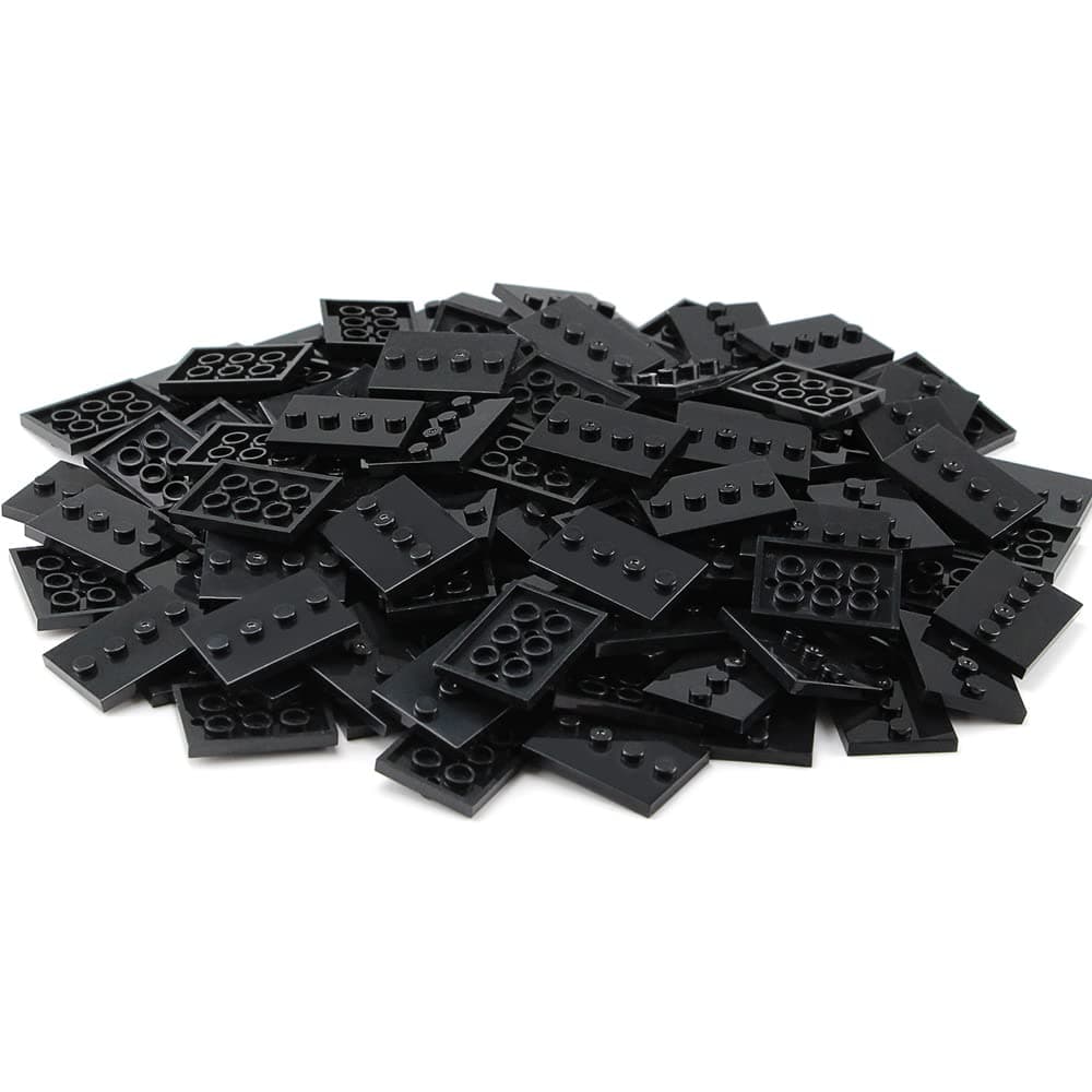 120pcs Plates Parts Tile Modified 3x4 with 4 Studs in Center Black Compatible with Figure Display Base Collector Series Pack Set 88646