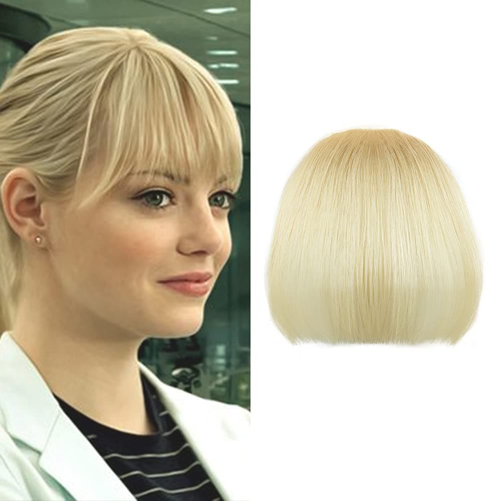Shinon Blonde Flat Bangs Clip Fringe Human Hair Clip in Bangs Hair Bangs Extension