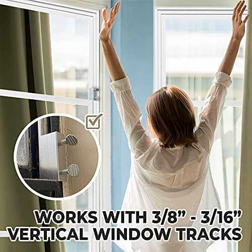 Window Locks, 15 Pack for Vertical and Horizontal Windows, Sliding Locks, Adjustable Aluminum Stoppers, Window Security, No-Drill Install, Fits Tracks up to 3/16" Wide