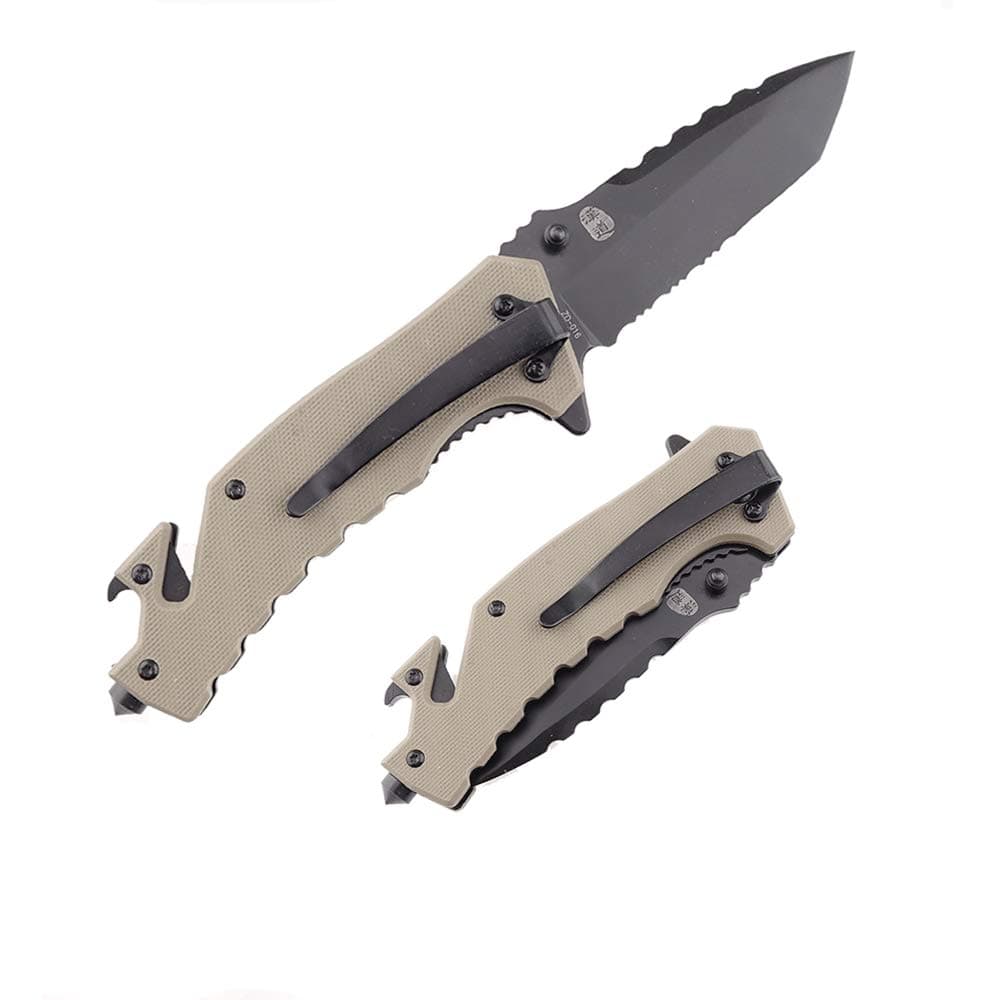 Pocket Knife, Folding Hunting Knives, Military Style Tactical Knife, EDC Multi-tool with Bottle Opener, Glass Breaker, Tail Hammer, Rope Cutter, For Outdoor Activities Camping,Survival (8 Inch)