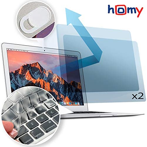 homyAnti-Blue Light Screen Protector Kit [2-Pack] for MacBook Air 13 inch Film 2017-2023 or Earlier. Bonus: Ultra-Thin TPU Keyboard Cover & Web Camera Sliding Cover. Eye Protection for A1369 A1466
