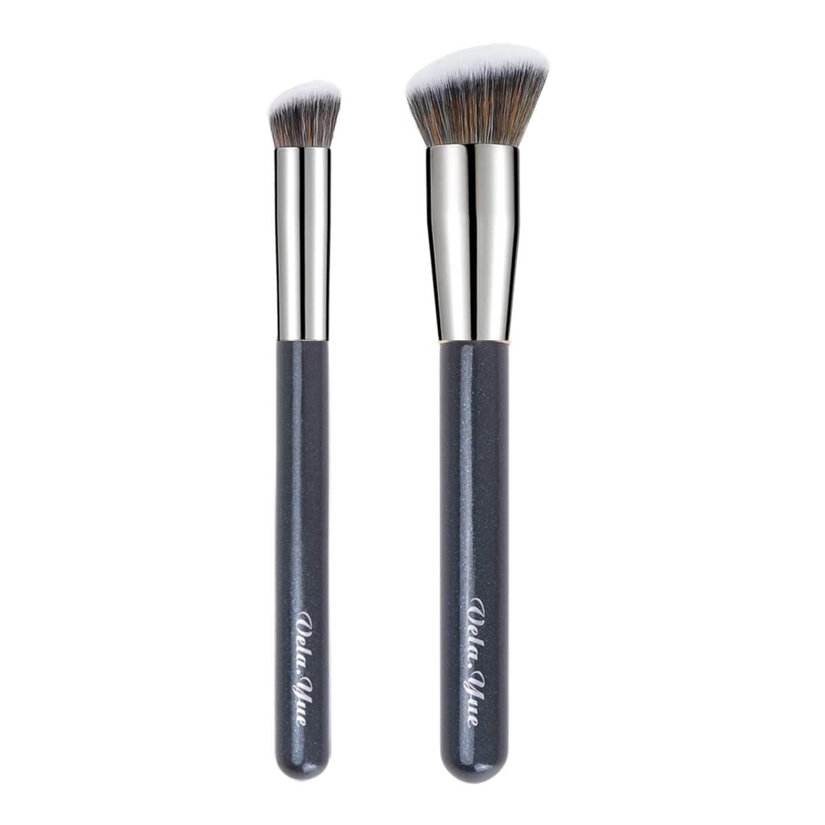 Foundation Concealer Brush 2pcs Makeup Brushes Set for Contouring Blending Buffing Liquid Cream Mineral Makeup