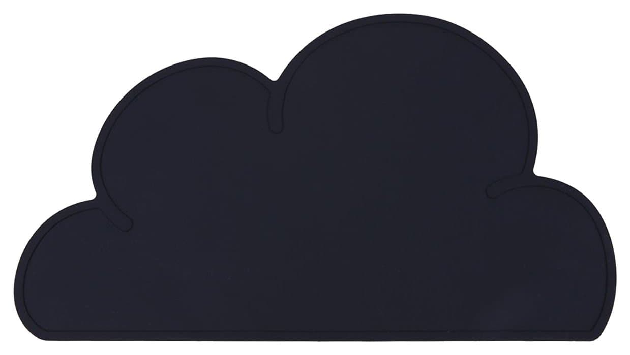 2 Piece Children Placemat, Food Grade, Silicone Cloud Anti-Slip Plate Mat for Kids, Babies, Toddlers, Black