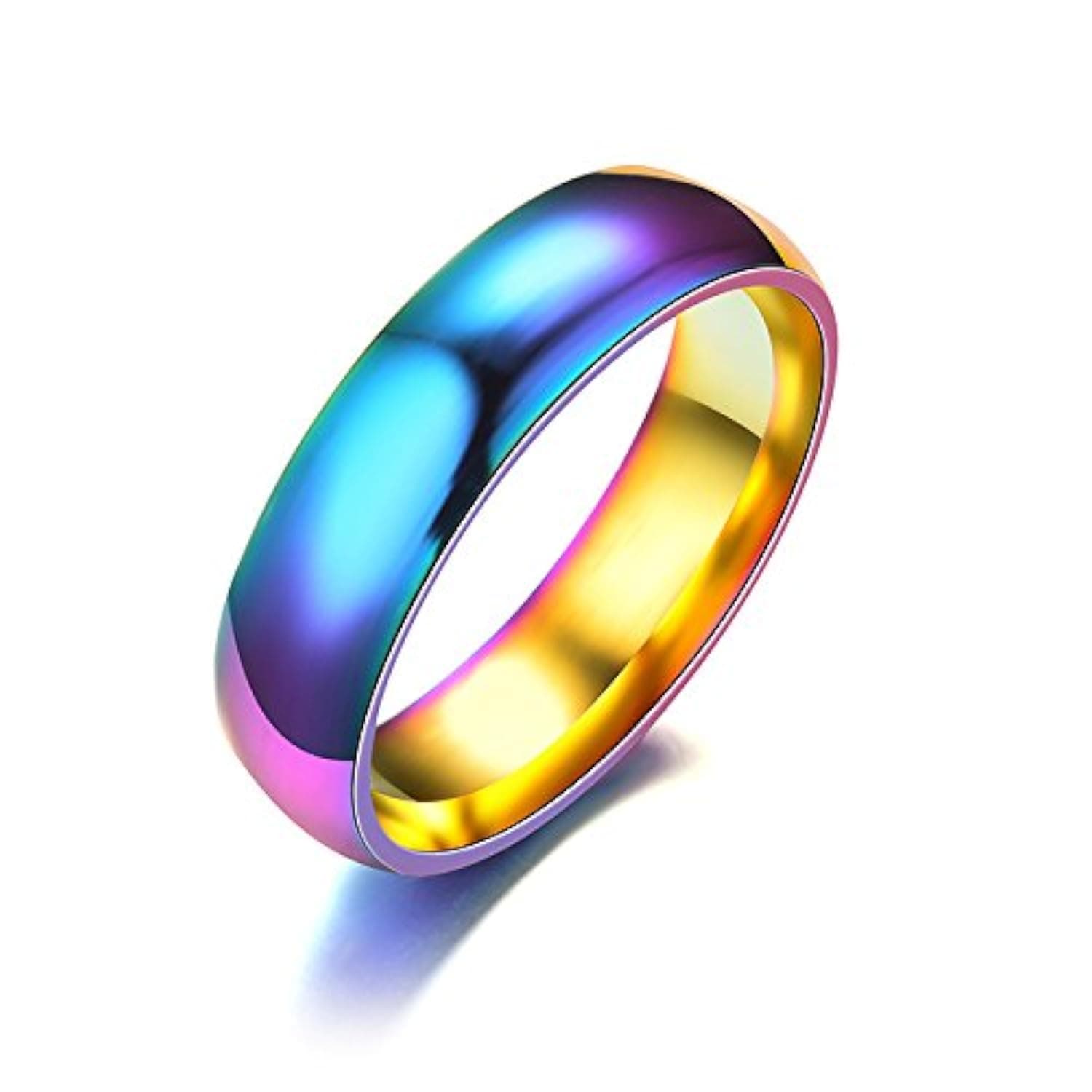 Yellow Chimes Rainbow Toned Ring For Men | Pack of 1 Stainless Steel Band Ring | Rainbow Finger Ring for Boys | Ideal Gift For Men and Boys