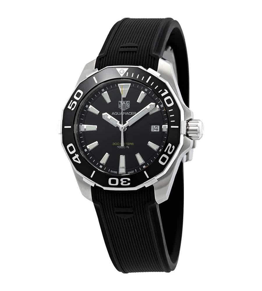 Tag Heuer Aquaracer Black Dial Men's Rubber Watch WAY111A.FT6151
