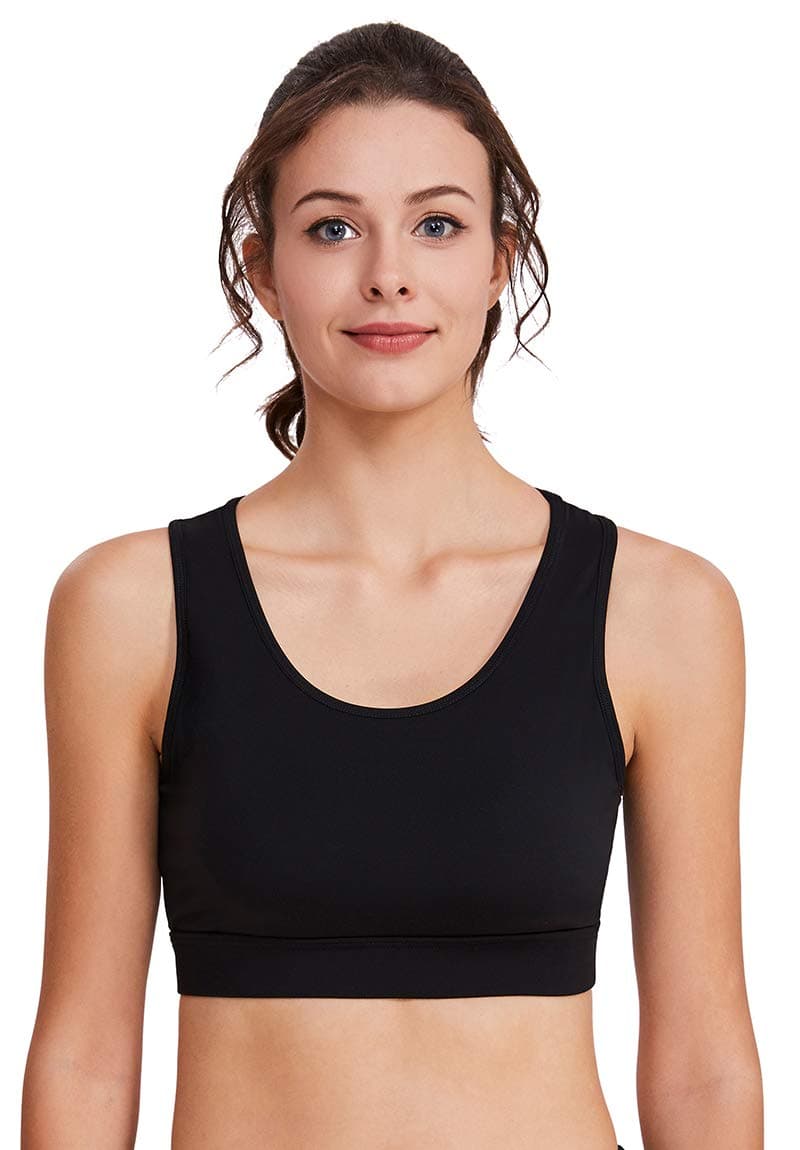 Akaeys Women's Yoga Sports Bra Strappy Sexy Back Mesh Racerback Removable Padded Crop Workout Bra Tops