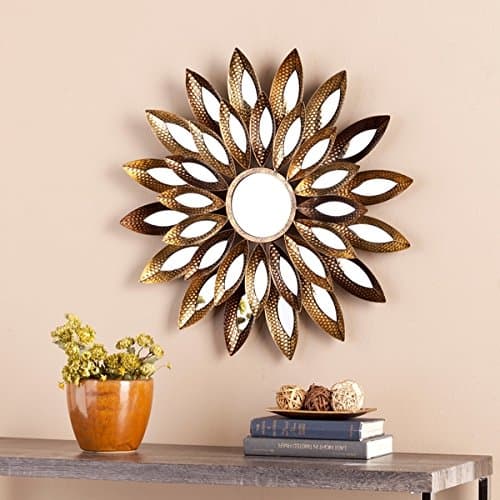 Mirrors/ Wall Mirror Contemporary, Industrial Gold Metal Mallory Decorative Traditional Round Mirror OS6198SW. 24 in Diameter x 2.5 in Deep